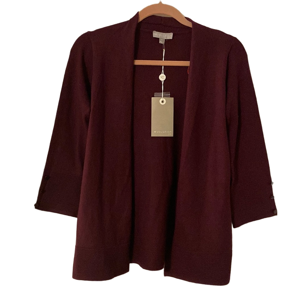 2/$18 Evolution NWT cashmere soft cardigan deep purple/maroon small